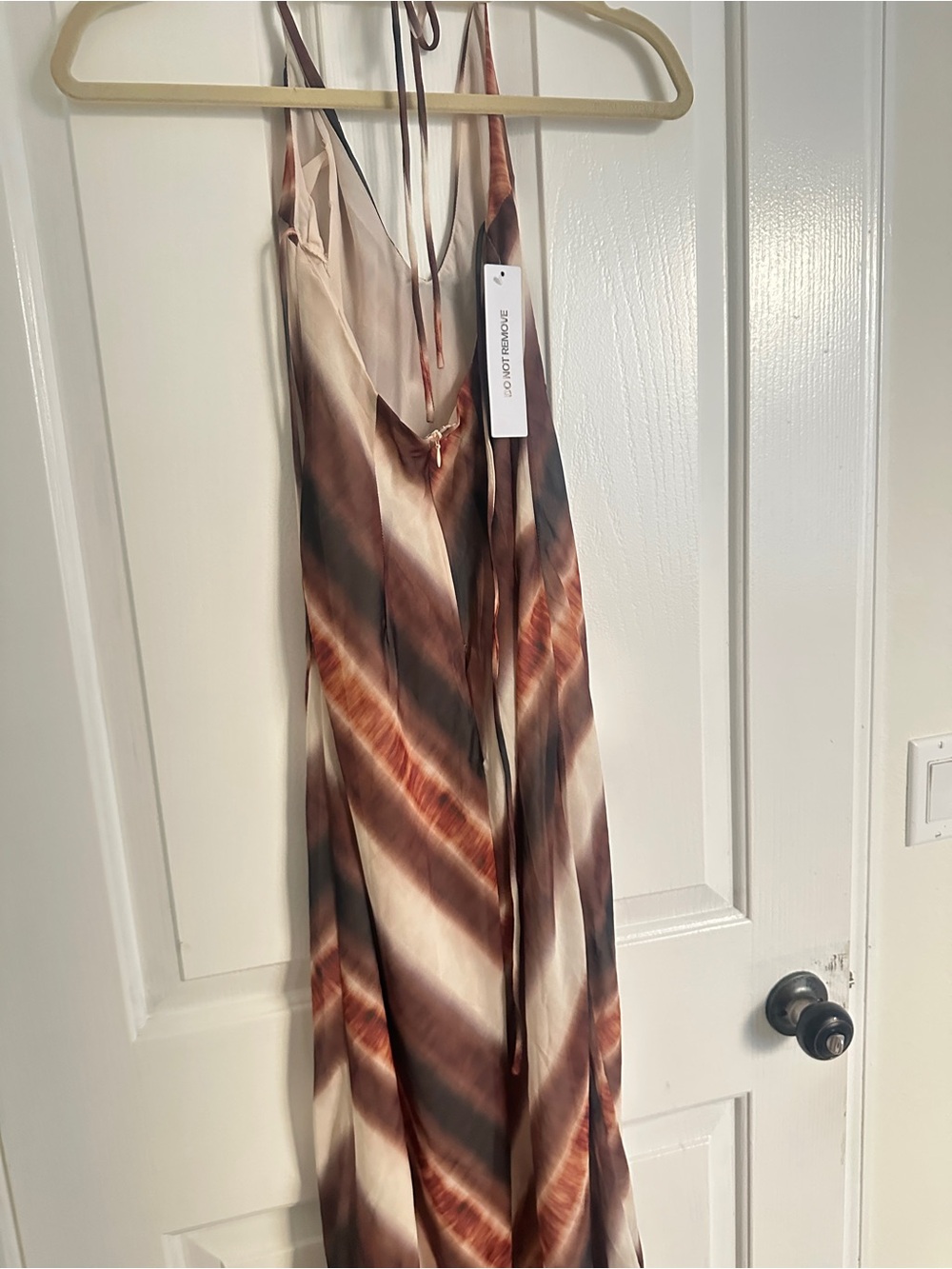 Striped Halter Maxi Dress in Brown & Cream - Picture 4 of 6